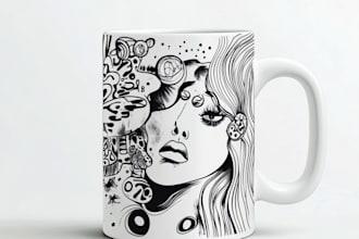 create unique custom coffee mug design for you