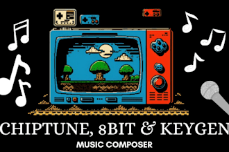 compose a 8bit, keygen or chiptune music for your video game, game soundtrack