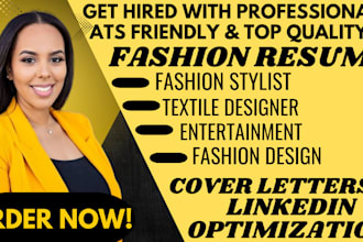 write your resume for entertainment, music, fashion or beauty jobs