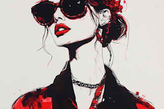 draw a fashion or editorial illustration, sketch, commercial