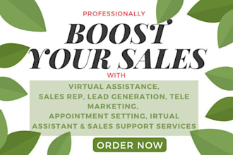 be virtual assistant, do sales rep, telemarketing, appointment setting, b2b lead