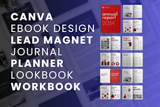 canva ebook design, PDF lead magnet, planner printable journal, workbook booklet