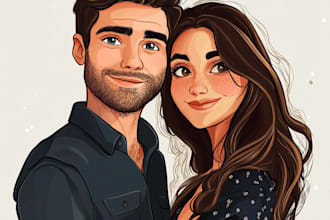 create professional couple portrait illustration