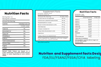 make nutrition and supplement facts design for packaging label