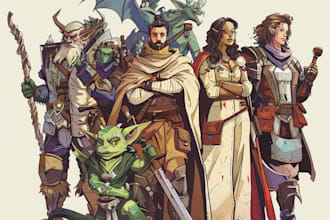 draw your dnd  party illustration and design