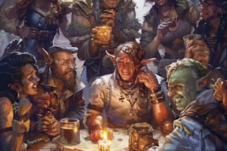 do a dnd party and character art illustration for you