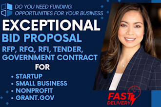 prepare winning bid proposal, tender rfp, rfq, rfi response, government contract