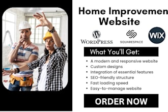 design home improvement, home care website with wix, wordpress, or squarespace