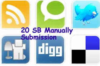 manually submit 20 high pr social bookmarking websites to your website or blog PR like pr4 to pr8