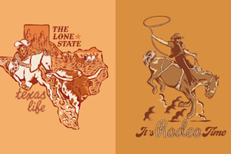 create western vintage hand drawn