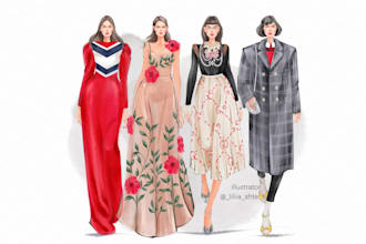 draw an fashion illustration, editorial, sketch