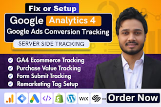 setup google analytics 4, ga4 ecommerce tracking, ads conversion tracking by GTM