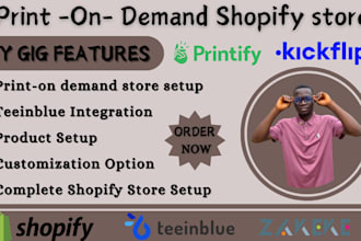 setup custom print on demand shopify store with teeinblue zakeke customily