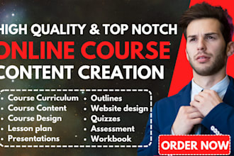 create course content, curriculum, lesson plan, outline on any elearning site