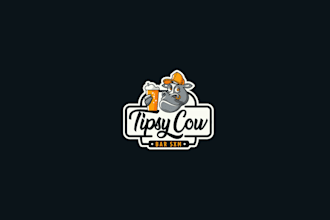 design funny cow bar branding logo