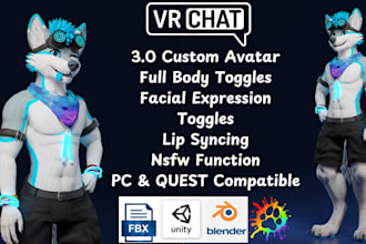 create 3d furry avatar vroid vrchat avatar vtuber model vr character fursona avi
