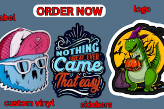 design custom stickers, labels, logo, die cut vinyl and patch for events