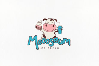 design happy cow ice cream shop logo