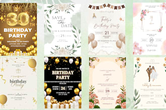 do 3 design birthday, wedding, save the date or any invitation card design
