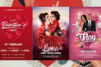 design special valentine retro and vintage style flyer or poster to your taste