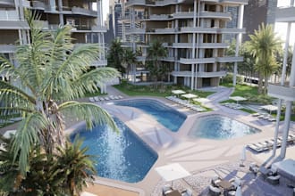 buildup modern resort, lake house,  luxury hotel design, apartment, beach, pool
