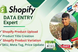 do shopify product listing and data entry as virtual assistant