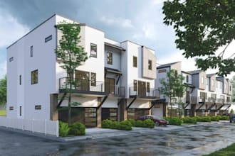 design house architecture, home exterior, commercial building render, apartment