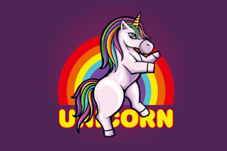 design high quality unicorn mascot logo with express delivery