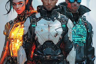 draw fantasy, sci fi, cyberpunk character art for you