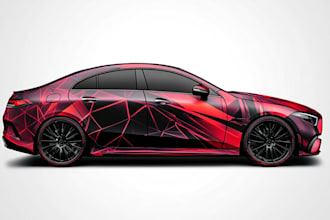 reate itasha car wrap design, racing car wrap