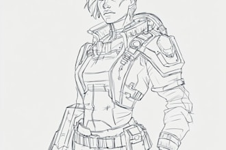 sketch of your character, sci fi fantasy, cyberpunk
