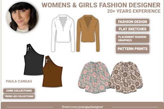 create a fashion design collection with flat cad sketches
