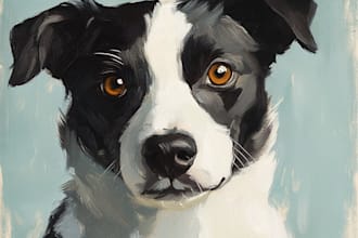 create custom pet portrait, dog portrait, cat portrait