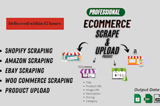scrape amazon, shopify, ebay product and upload on your store in 12 hours