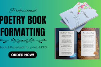 format design poetry book, poem fiction chap book, poetry book cover design kdp
