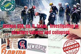 do structure investigation failures and collapses, USA license, ca, tx, fl,wy