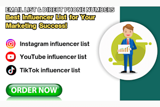 find tiktok youtube and instagram influencer verified email lists