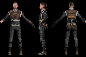 3d character design, 3d game character, 3d realistic character model, game asset