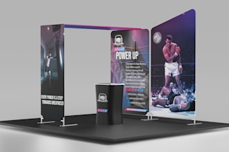 design trade show booth, tent, backdrop, podium, for your exhibition