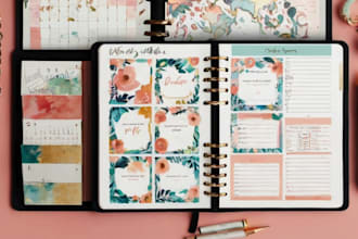 design custom digital planner journal design, tracker design, checklist workbook