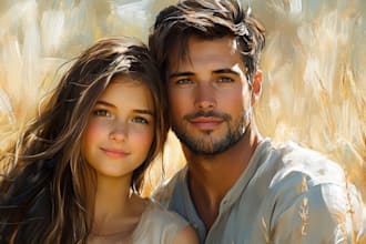 do realistic digital oil painting portrait from your photo