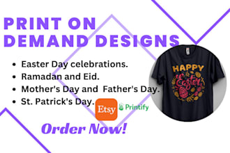 create seasonal print on demand t shirt designs for etsy and shopify