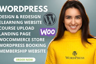 redesign wordpress elementor pro elearning website landing page woocomerce store