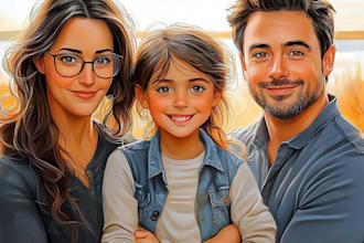 create realistic family portrait, couple or group from photo