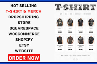 tshirt clothing merch squarespace woocommerce shopify etsy dropshipping store