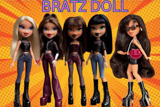draw a bratz doll cartoon character 3d toy kindle cover cartoon logo labubu