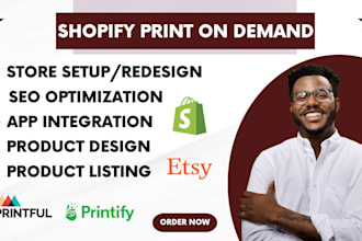 setup shopify print on demand, shopify store print on demand, shineon, etsy pod