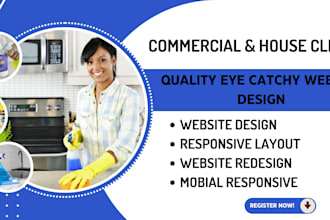 design commercial cleaning website, house cleaning website, lawn care website