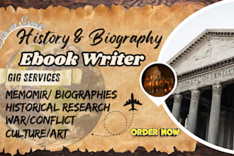 write history ebook, biography, memoir, criminology script, american history bio