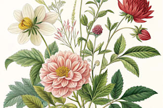 watercolor botanical illustrations of flowers